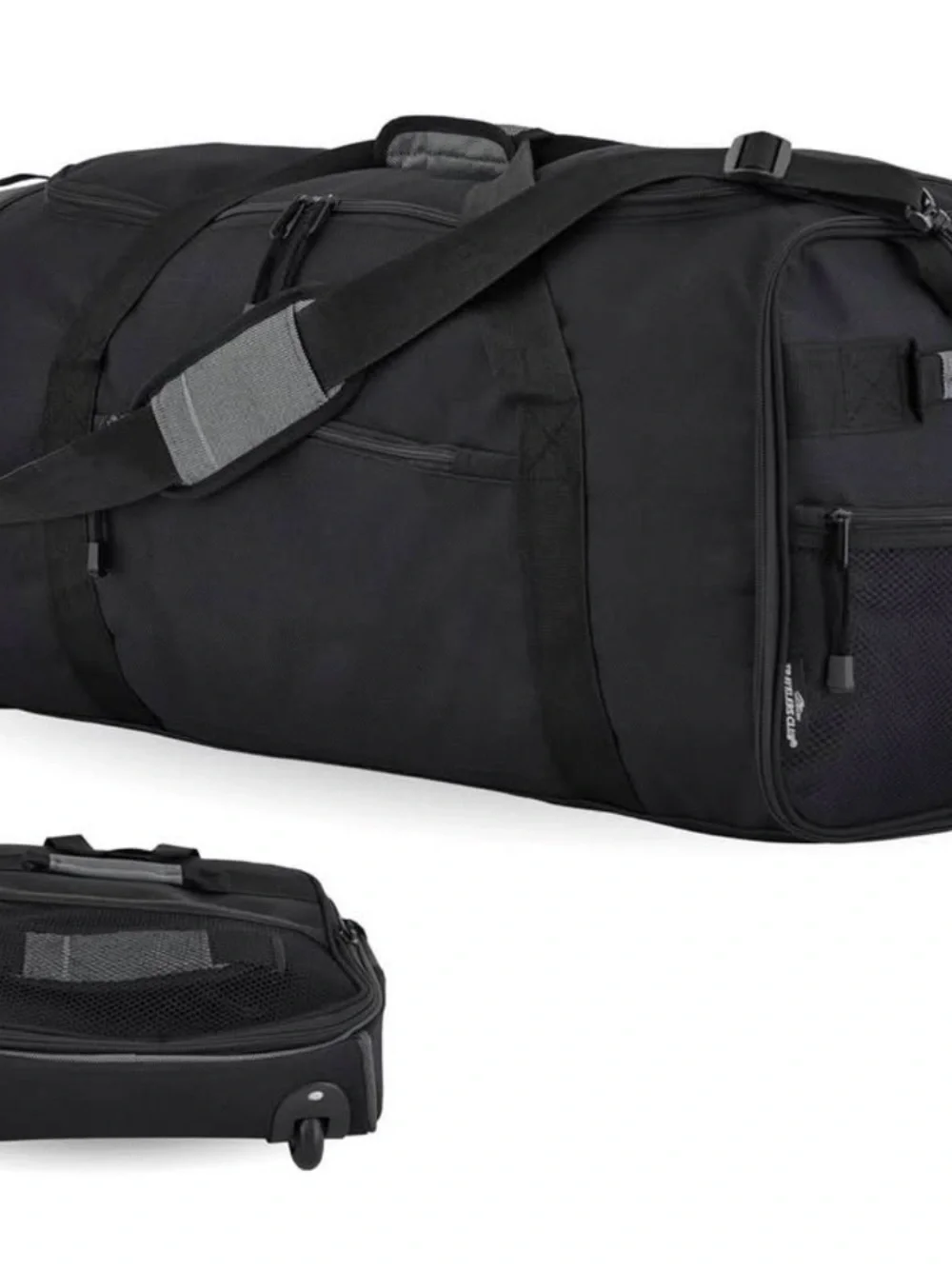32 inch duffel bag expandable with two wheels and foldable to small size